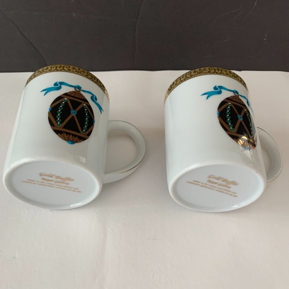 SET OF 4 GOLD BUFFET ROYAL GALLERY 1991 HOLIDAYS FABERGE EGG CUPS MUGS NOT USED - Picture 4 of 11